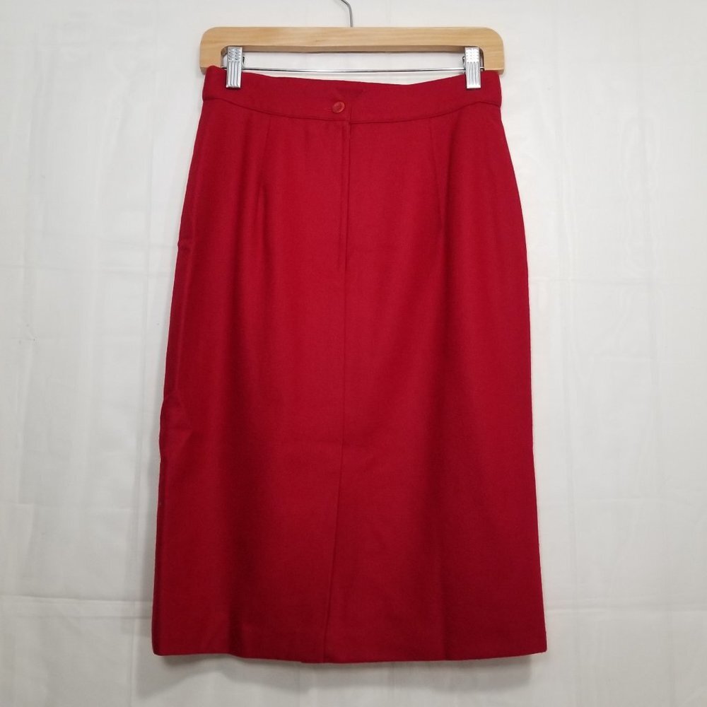 Vintage Cacharel 100% wool pencil skirt red 40/8 - Picture 2 of 8